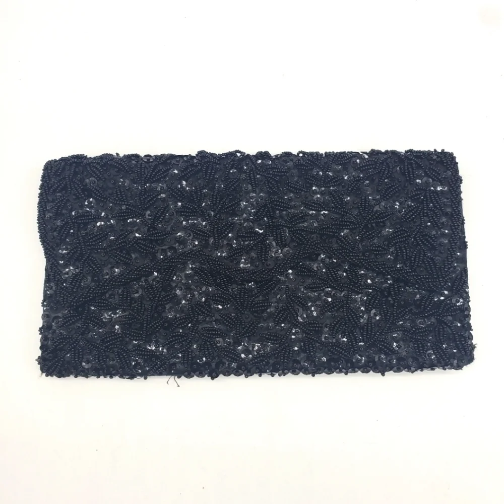 Vintage La Regale Ltd Glass Beaded Cocktail Clutch Wallet Purse Black